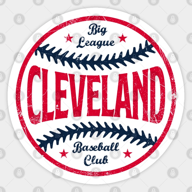 Cleveland Retro Big League Baseball - Navy Sticker by KFig21